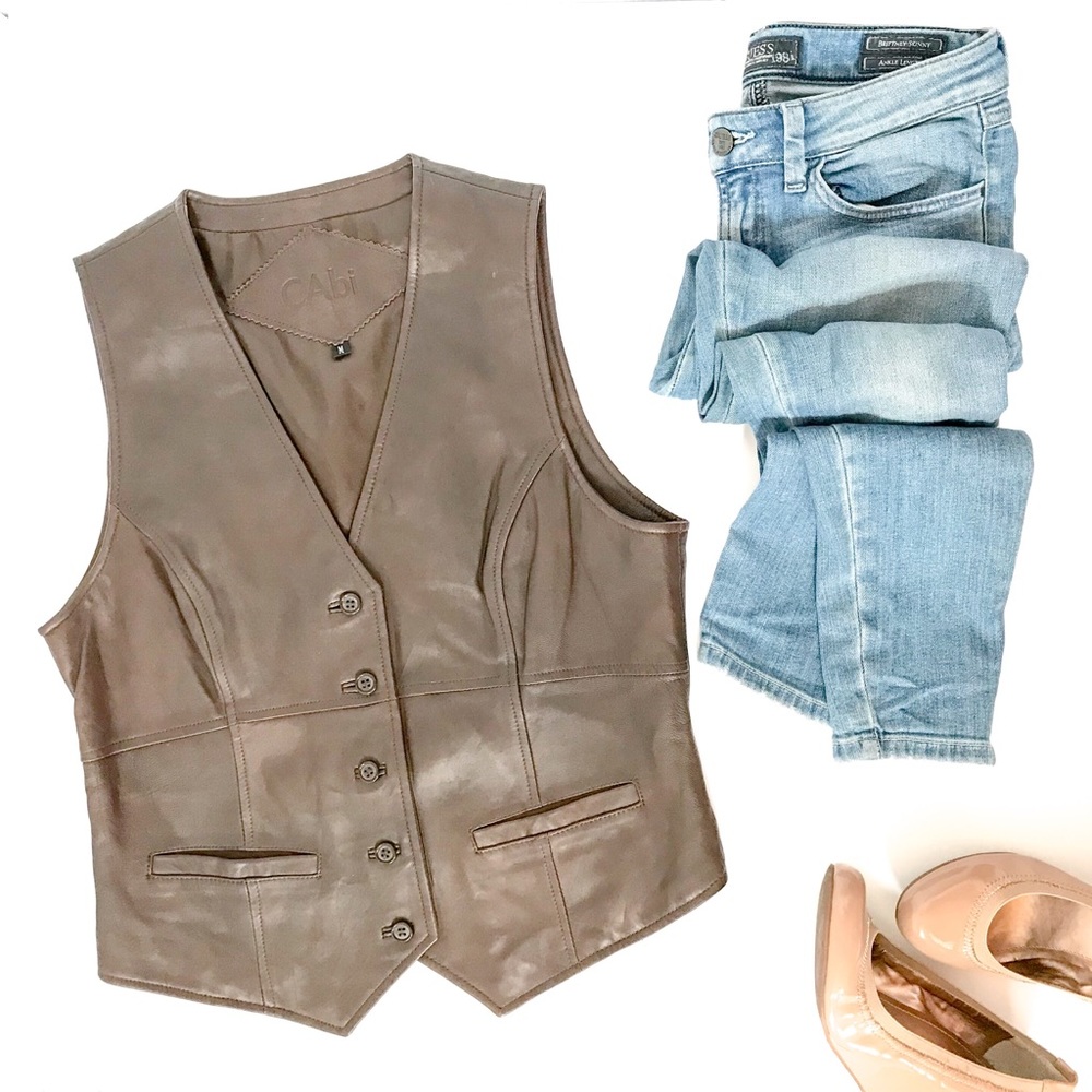 Cabi | Leather  Vest Brown Sleeveless Top